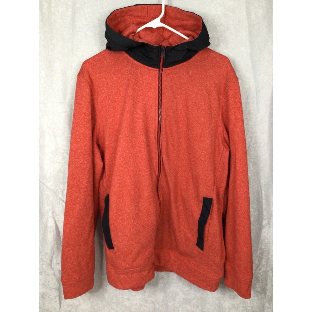 Layer 8 Full Zip Hooded Fleece Jacket With Pockets Orange Qwick- Dry Men's Med
